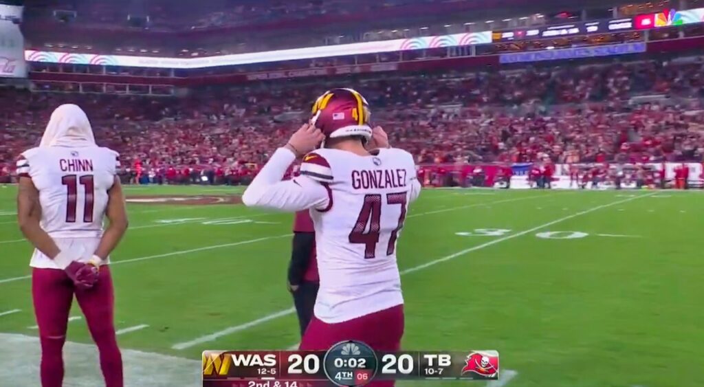 Zane Gonzalez on the sideline.