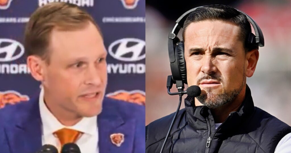 Ben Johnson looking on (left). Matt LaFleur looks on during game (right).