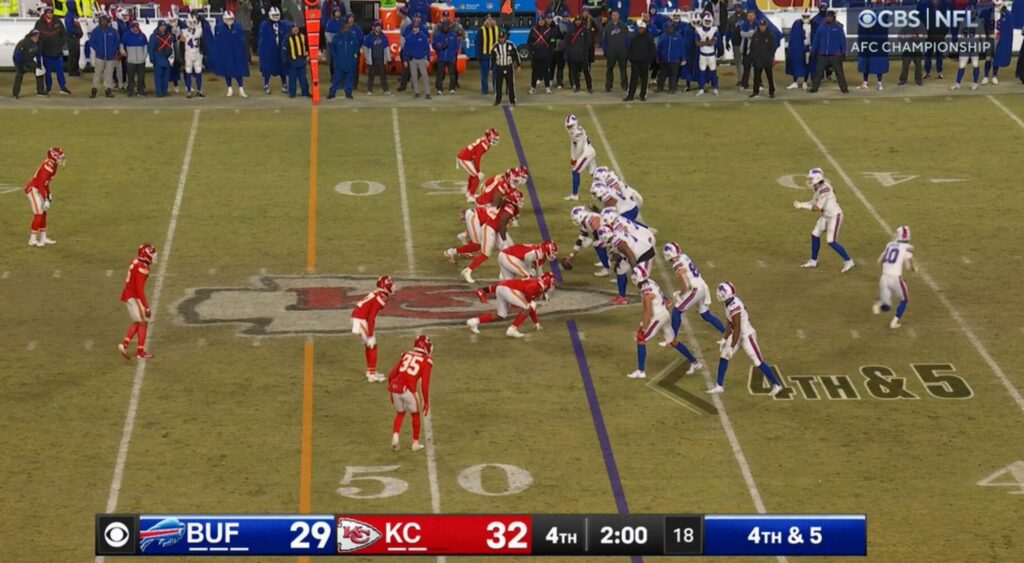 Buffalo Bills running a play in the AFC Championship Game.