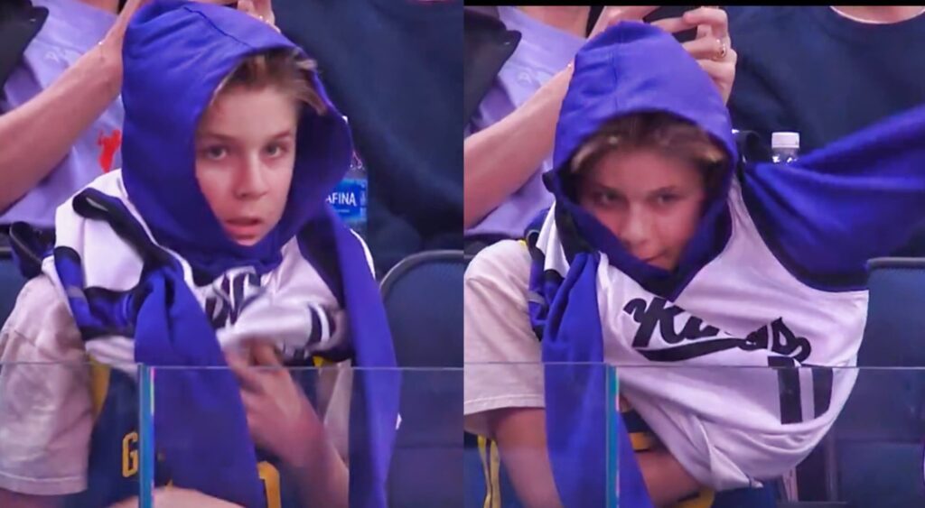 A Warriors fan was spotted switching jersey to the Kings