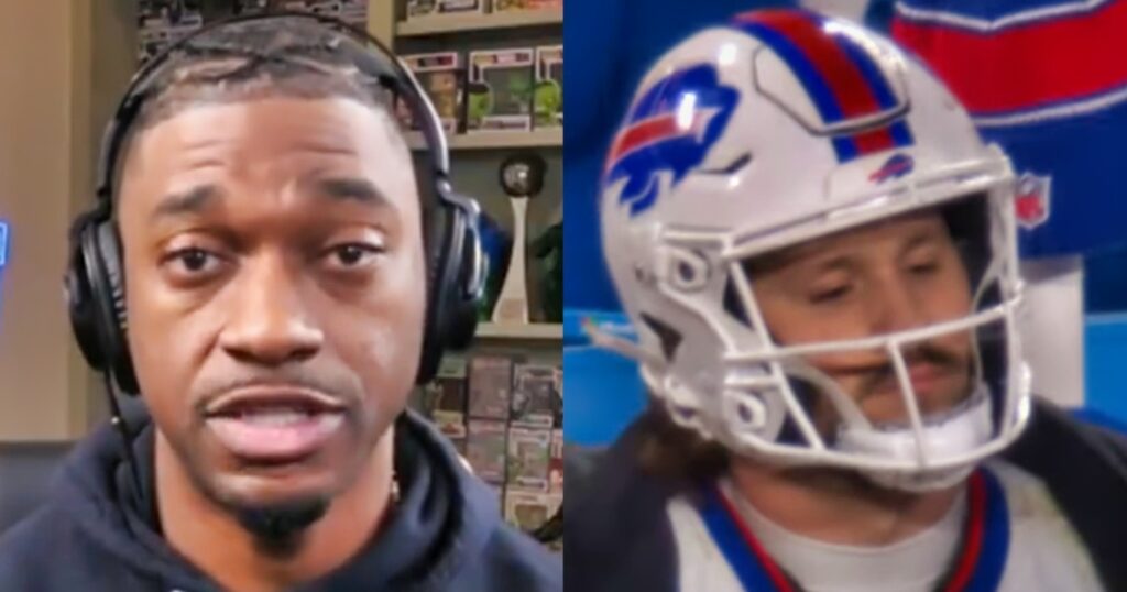 Robert Griffin III speaking on show (left). Josh Allen looking on (right).