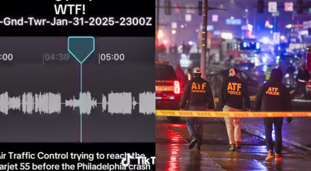 Photo of Air Traffic Control wavelengths and photo of ATF personnel in Philadelphia