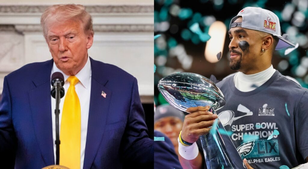 Phtoos of Donald Trump and Jalen Hurts