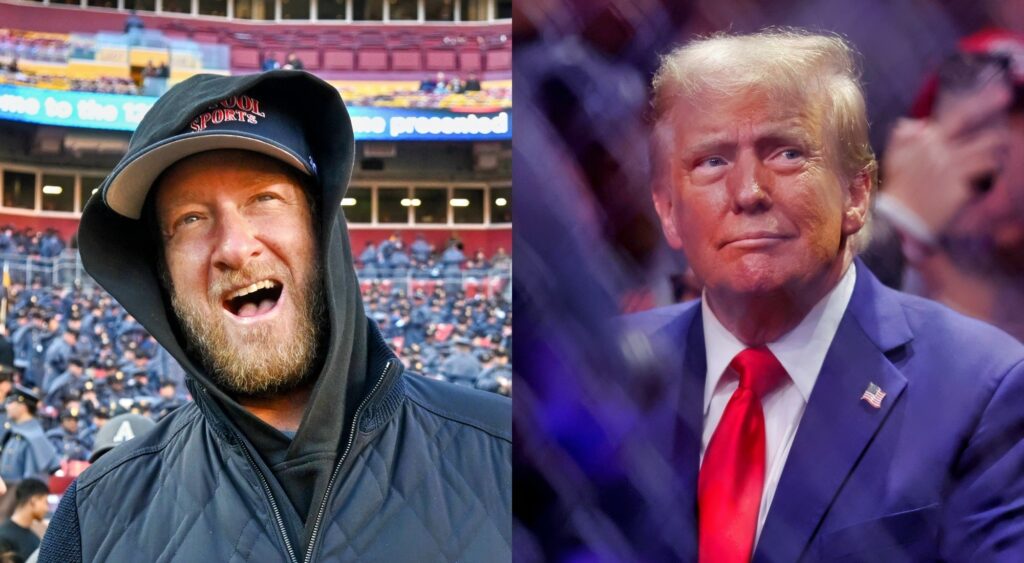 Donald Trump at UFC event and Dave Portnoy at NFL game