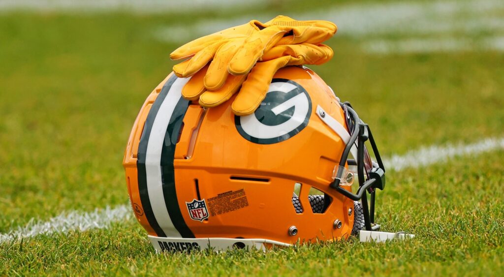 Green Bay Packers helmet. Former star Mason Crosby has retired.