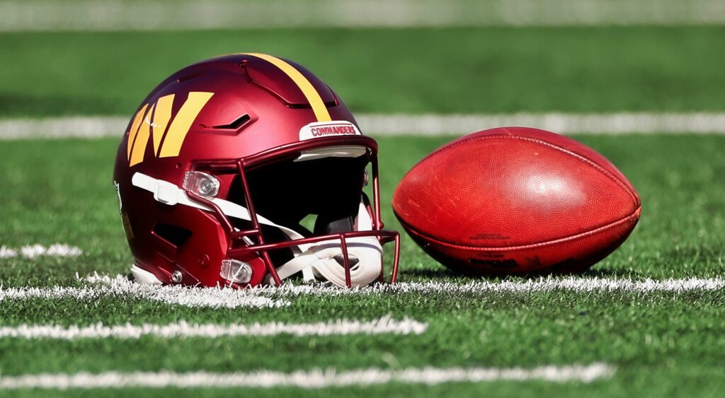 Washington Commanders helmet and football