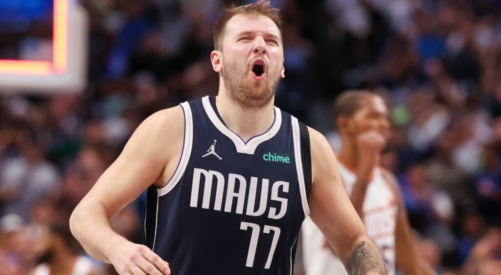 Luka Doncic with his mouth open