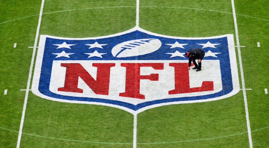 NFL Logo on the field.