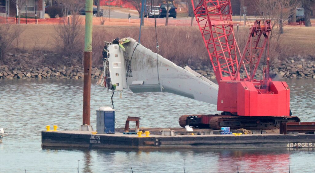 American Airlines plane after collision with Black Hawk