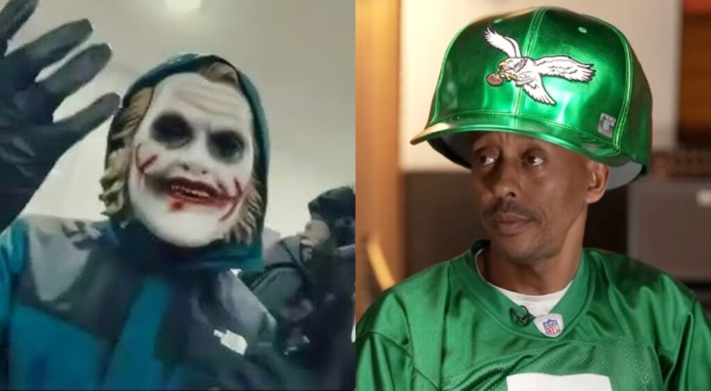 Noah Scurry in a Joker mask.and Gillie Da Kid