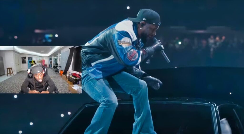 Kai Cenat on stream and Kendrick Lamar on car