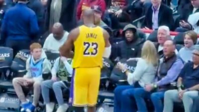 LeBron James was seen interacting with a fan to ensure that they were fully present for his performance