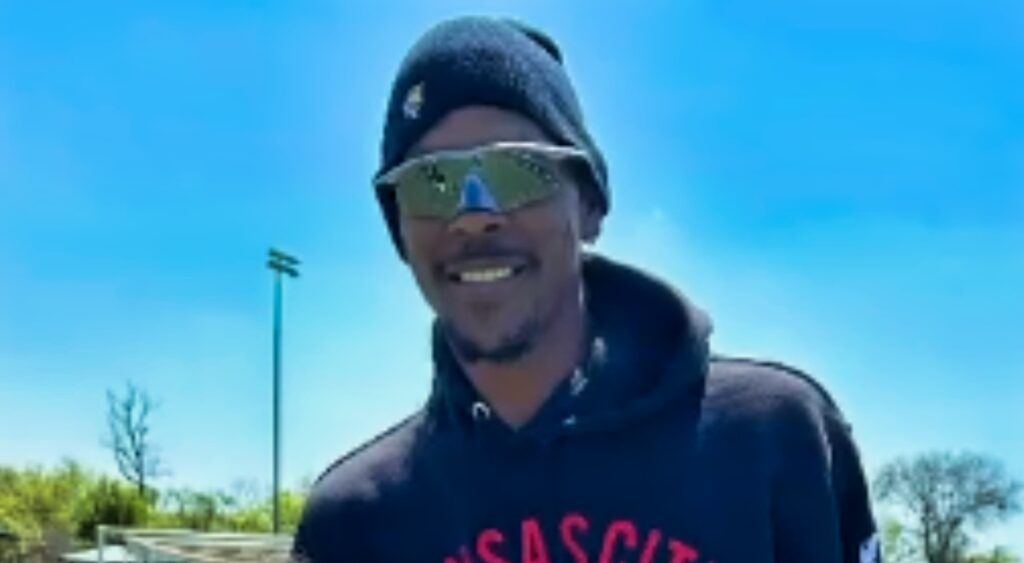 Pat Mahomes Sr smiling in hoodie