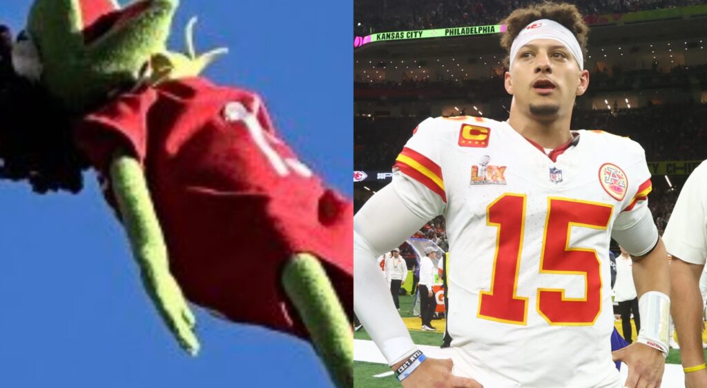 Kermit Doll and Patrick Mahomes