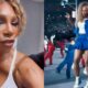 Photos of Serena Williams speaking and dancing