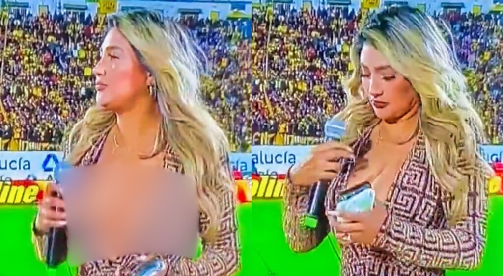 Soccer reporter at Noche Amarilla