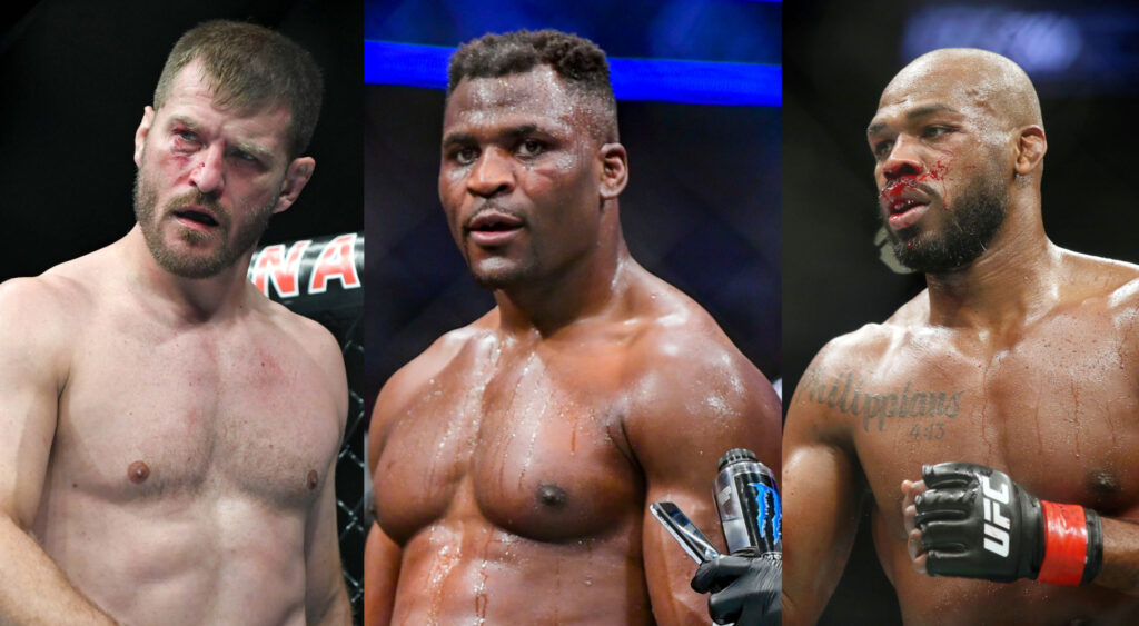 Stipe Miocic, Francis Ngannou and Jon Jones