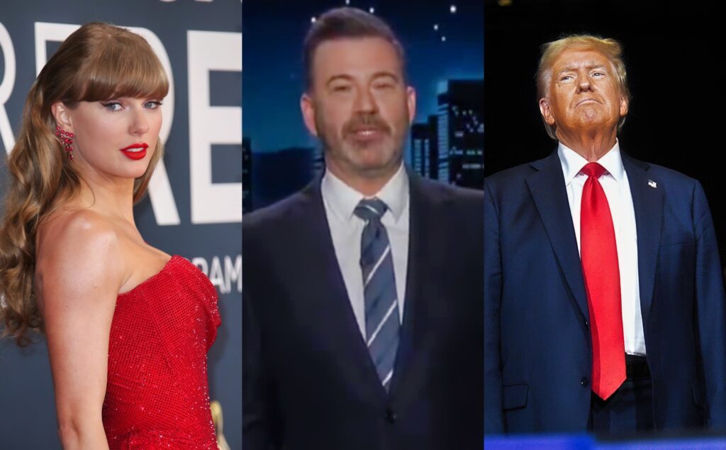 Taylor Swift Donald Trump and Jimmy Kimmel all posing