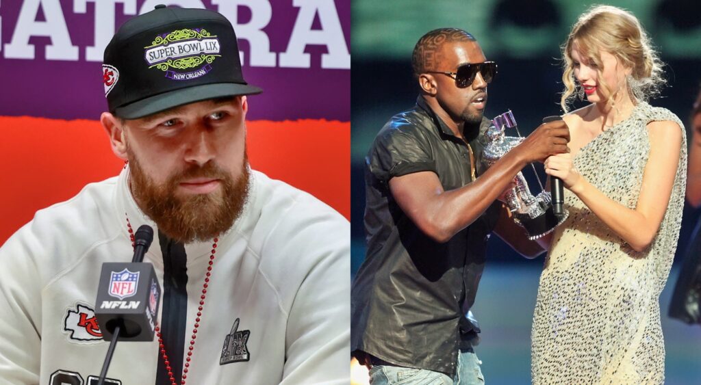 Travis Kelce, Kanye West and Taylor Swift