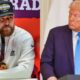 Photos of Travis Kelce and Donald Trump at press conferences