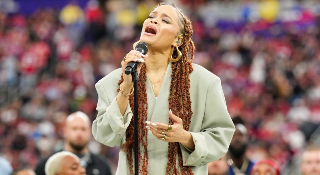 Recording artist Andra Day singing Black National Anthem