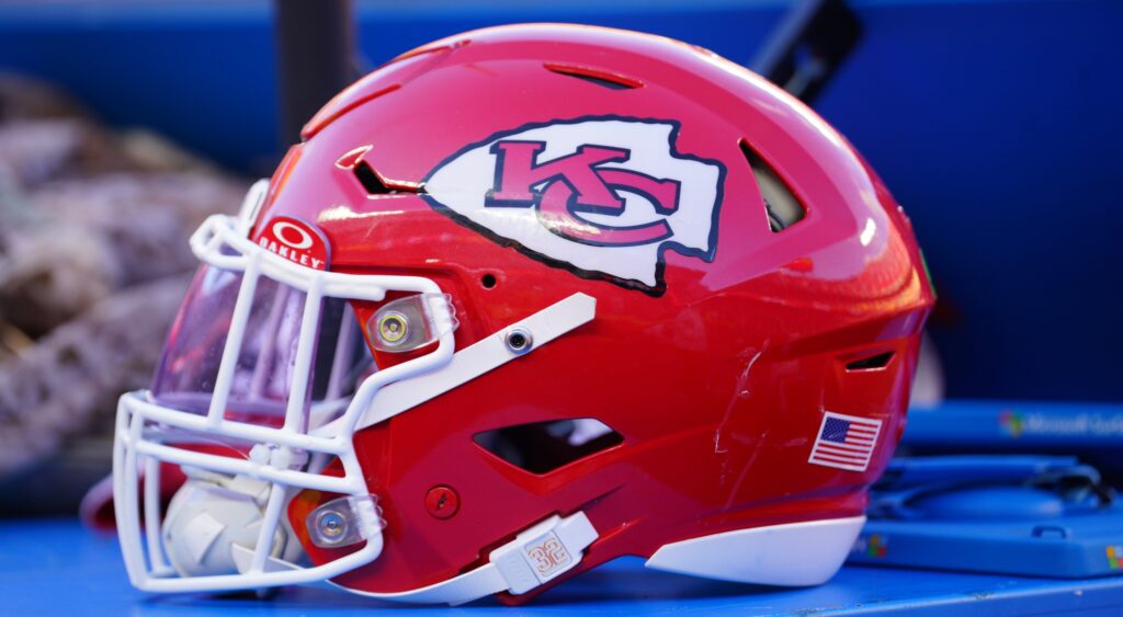 Kansas City Chiefs helmet shown. The team has re-signed Chris Oladokun.
