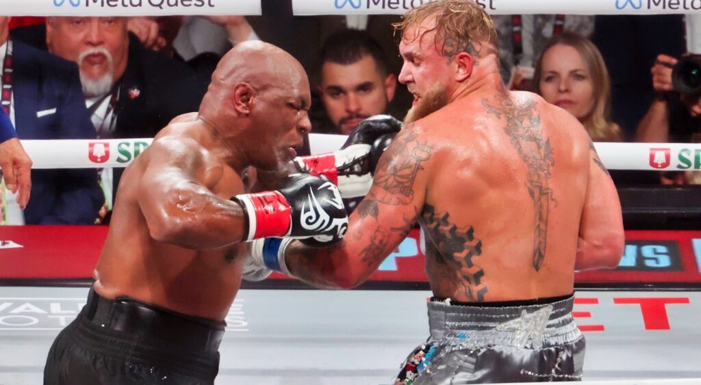 Mike Tyson fighting Jake Paul