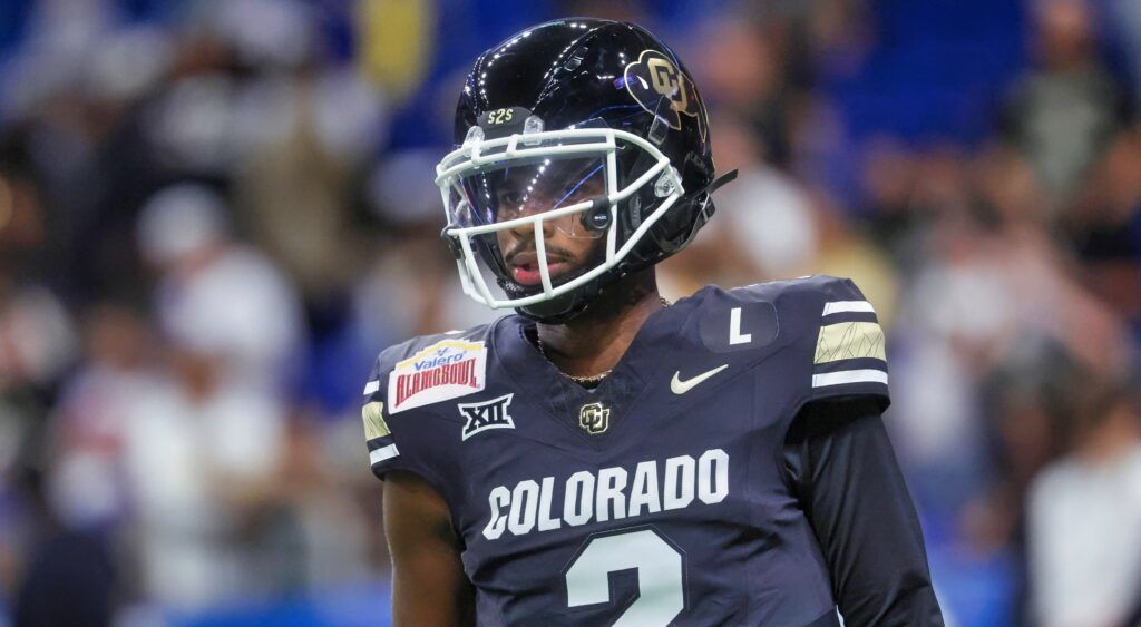 Colorado Buffaloes quarterback Shedeur Sanders in uniform