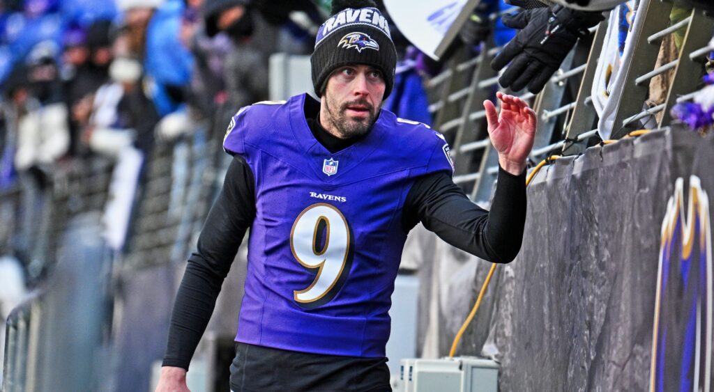 Baltimore Ravens place kicker Justin Tucker in uniform