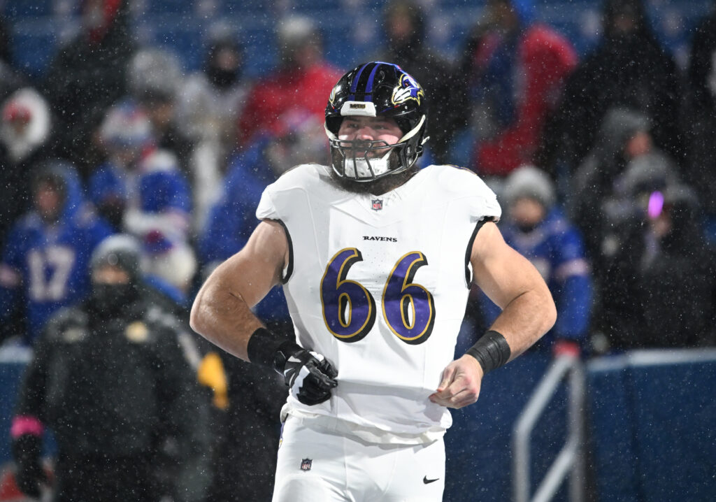 Ben Cleveland in Ravens gear