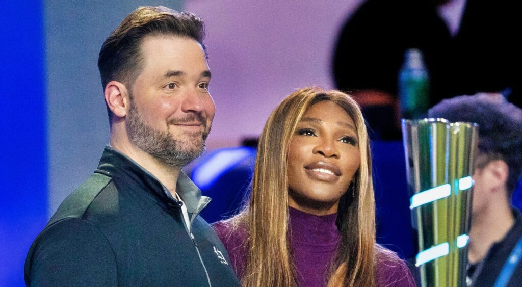 Serena Williams posing with her husband