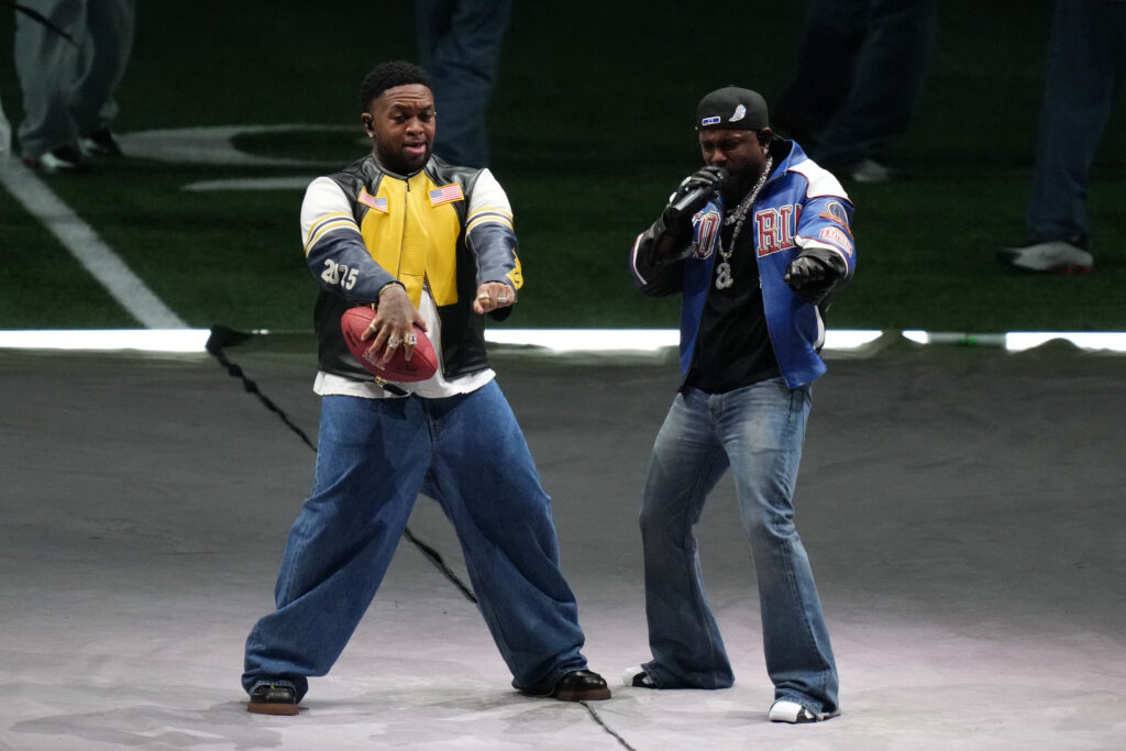 Kendrick Lamar performs during Super Bowl halftime show