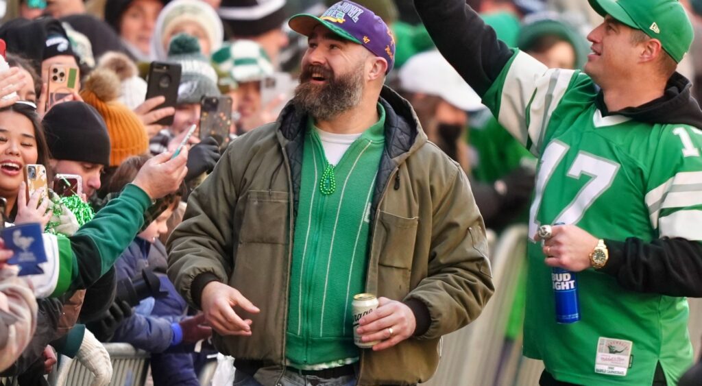 Jason Kelce with Eagles fans