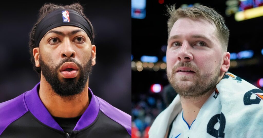 Anthony Davis and Luka Doncic looking on at games.