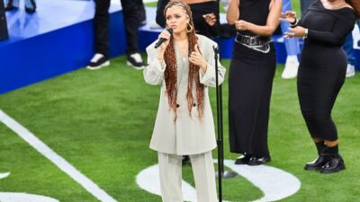 Andra Day performing Black National Anthem