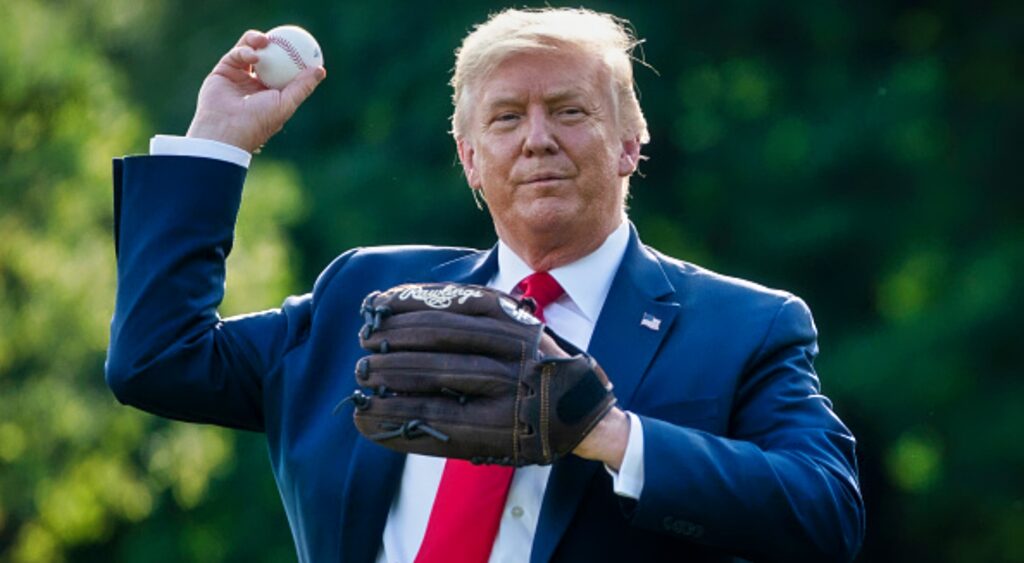 Donald Trump throwing baseball