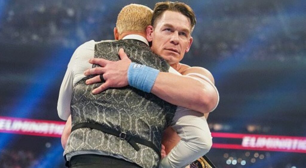 John Cena hugging Cody Rhodes